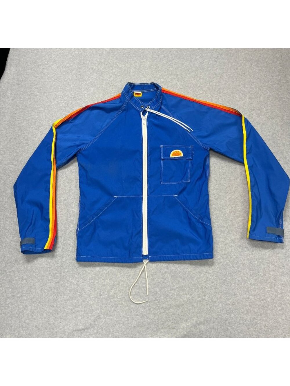 Vintage Sundek Nylon Windbreaker 39" Chest Full Zip Blue Surf Jacket Lightweight